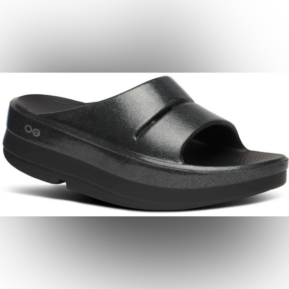 OOFOS Womens OOmega Ooahh Stacked Slip-on | 6 | NIB | Black Sparkle Platforms - Picture 8 of 9